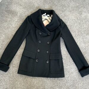 EUC Burberry Black Double-Breasted Pea Coat